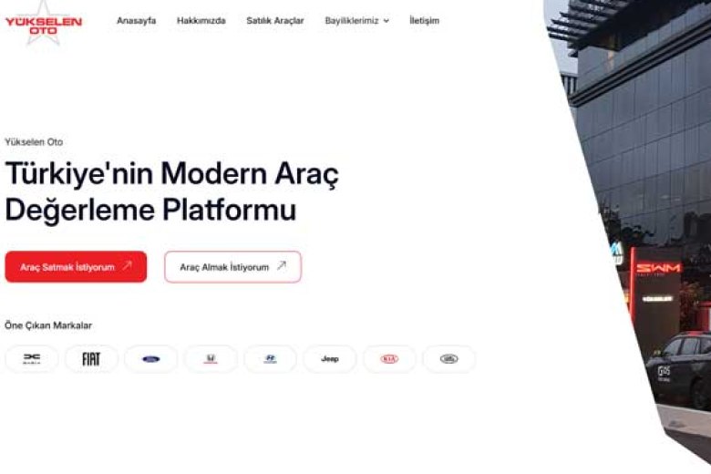 Yükselen Oto web sitesi — Yass Medya referansı
